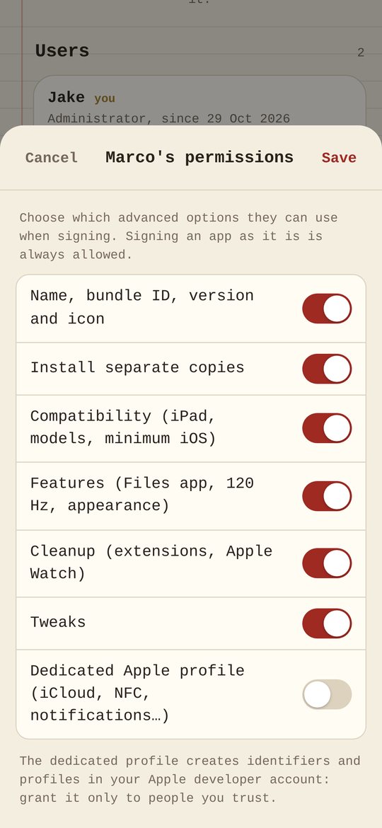 Per-user permissions